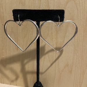 Silver tone Heart Shape Dangle Earrings